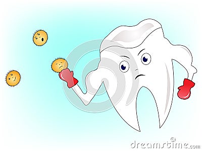 Tooth fights bacterias Vector Illustration