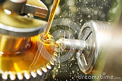 Tooth gear wheel machining Stock Photo