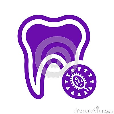 Tooth, germs, design, dental icon. Violet vector sketch Vector Illustration