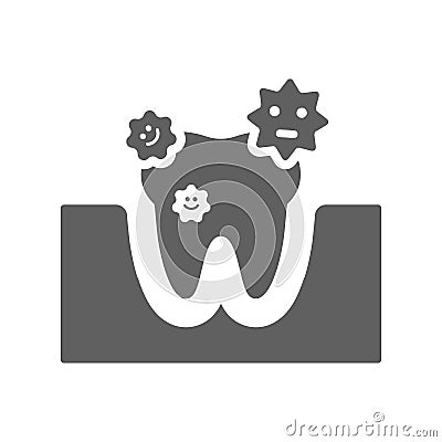 Tooth, germs icon. Gray vector illustration Vector Illustration