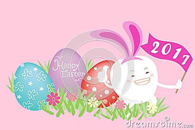 Tooth with happy easter Vector Illustration