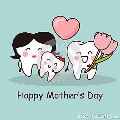 Tooth with Happy Mother Day Vector Illustration