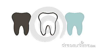 Tooth icon. Dental icons. Teeth in flat and linear design. - vector Vector Illustration