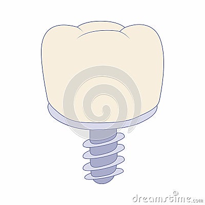 Tooth implant icon, cartoon style Vector Illustration