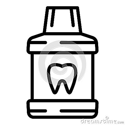 Tooth liquid bottle icon, outline style Vector Illustration