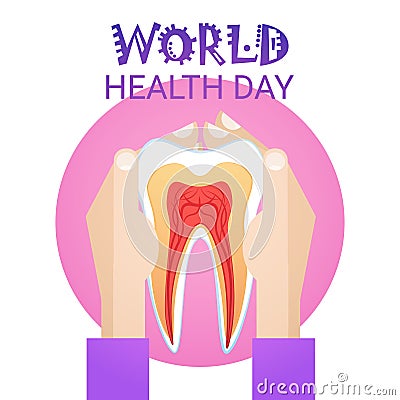 Tooth Medical Care World Health Day Healthy Banner Vector Illustration