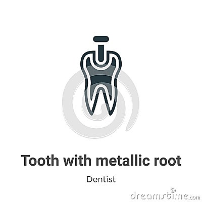 Tooth with metallic root vector icon on white background. Flat vector tooth with metallic root icon symbol sign from modern Vector Illustration