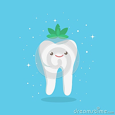 Tooth with mint Vector Illustration