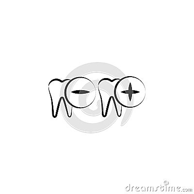 tooth minus, plus icon. Element of dantist for mobile concept and web apps illustration. Hand drawn icon for website design and Cartoon Illustration