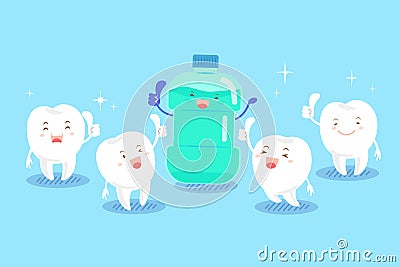 Tooth with mouthwash Vector Illustration