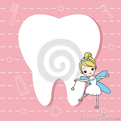 Tooth note with tooth fairy Vector Illustration