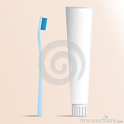 Tooth paste mock up and brush Vector Illustration