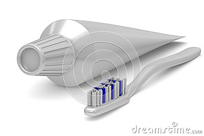 Tooth paste tube on white background. Isolated 3D Stock Photo