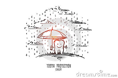 Tooth protection concept. Hand drawn isolated vector. Vector Illustration