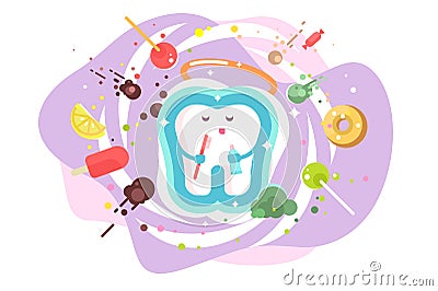 Tooth protection and dental care Vector Illustration