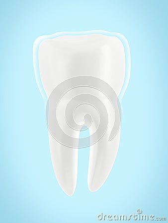 Tooth protection. Healthy teeth. Oral hygiene. Blue background. Cartoon Illustration