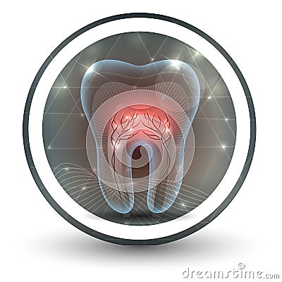 Tooth with roots icon Vector Illustration