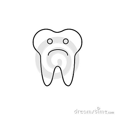 Tooth sad face sign icon. Aching tooth symbol. Unhealthy teeth. Report document, information and check tick icons Stock Photo