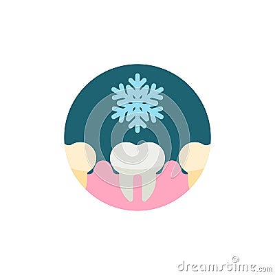 Tooth sensitive to coldness flat icon Vector Illustration