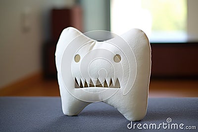 a tooth-shaped pillow with a small pocket for lost teeth Stock Photo