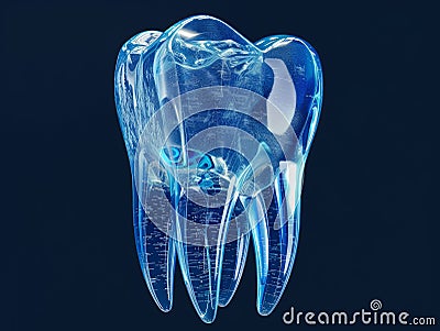 A tooth is shown in blue glass Stock Photo