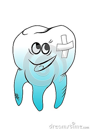 Tooth that is sick and it is treated illustration isolated on white background Cartoon Illustration