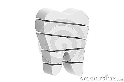 Tooth is slice to small part and flying in the air Stock Photo