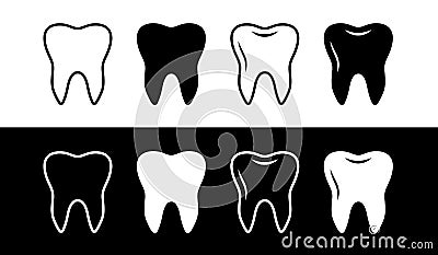 Tooth symbols teeth vector icon set Vector Illustration