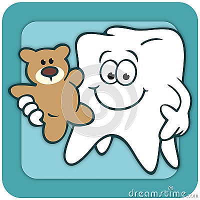 Tooth with Teddy Bear logo Stock Photo