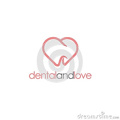 Tooth Teeth Dentist Dental dentistry Heart Love logo design inspiration Vector Illustration