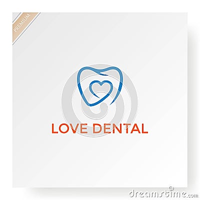 Tooth Teeth Dentist Dental Dentistry Heart Love Logo Design Vector Cartoon Illustration