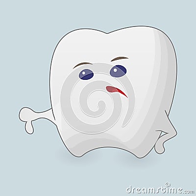 Tooth with thumb down illustration Cartoon Illustration