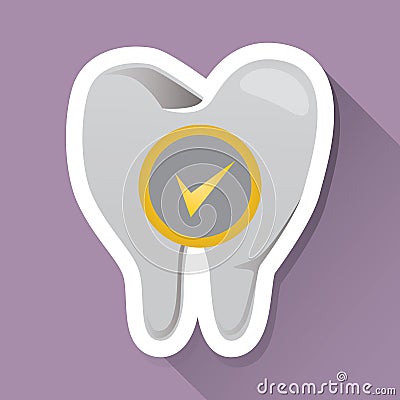 tooth with tick mark label. Vector illustration decorative design Vector Illustration