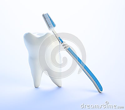 Tooth and a toothbrush Cartoon Illustration