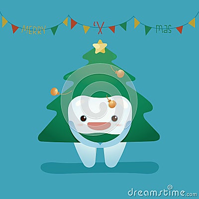 Tooth wear christmas suite Vector Illustration