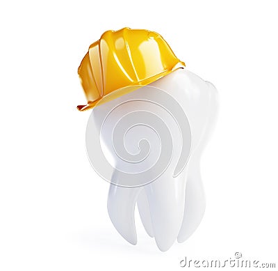 Tooth in a working helmet Stock Photo