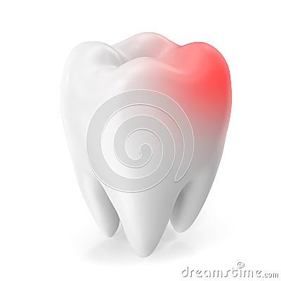 Toothache concept, caries concept isolated on white background. 3D rendering Stock Photo