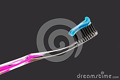 toothbrush close-up on a dark background. oral hygiene Stock Photo