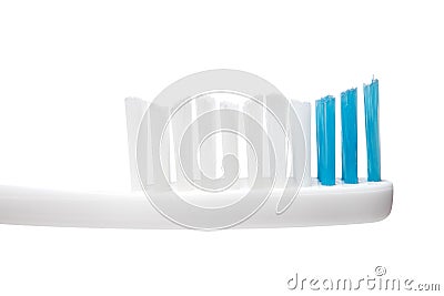 Toothbrush close-up, macro image on a white background, isolated Stock Photo