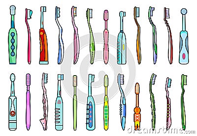 Toothbrush color vector illustration on white background . Dental brush set icon.Vector illustration toothbrush for hygiene oral. Vector Illustration