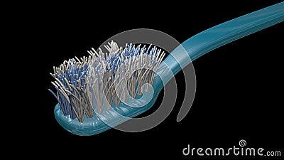 Toothbrush with frayed , dirty, bristles. Close view . 3d rendering Cartoon Illustration