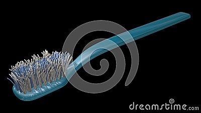 Toothbrush with frayed , dirty, bristles. Wide view . 3d rendering Cartoon Illustration