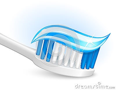 Toothbrush and gel toothpaste Vector Illustration