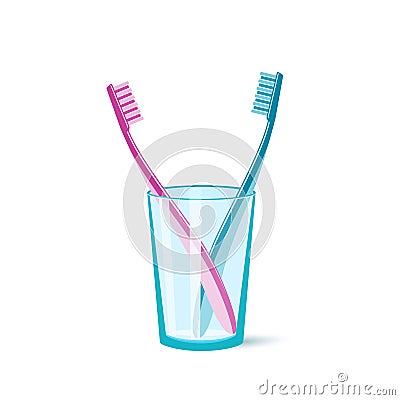 Toothbrush in a glass. Vector Illustration