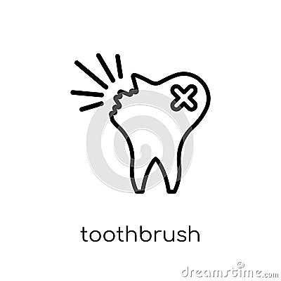 Toothbrush icon. Trendy modern flat linear vector Toothbrush icon on white background from thin line Dentist collection Vector Illustration