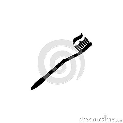 Toothbrush with paste solid icon Vector Illustration