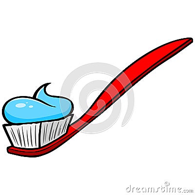 Toothbrush with Paste Vector Illustration