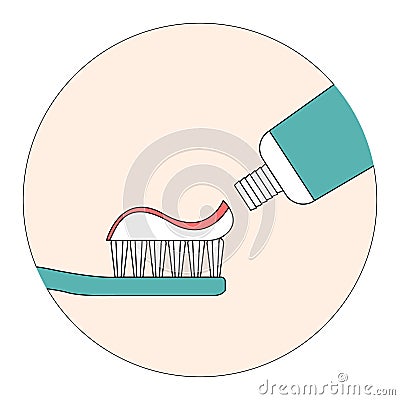 A toothbrush with a strip of toothpaste. Squeezed out of the tube Stock Photo
