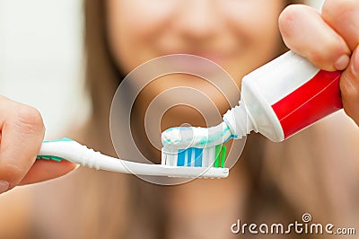 Toothbrush with toothpaste Stock Photo