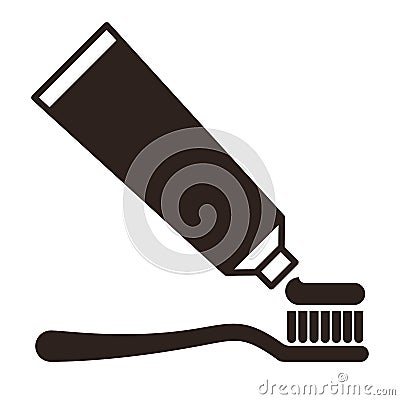 Toothbrush and toothpaste icon Vector Illustration